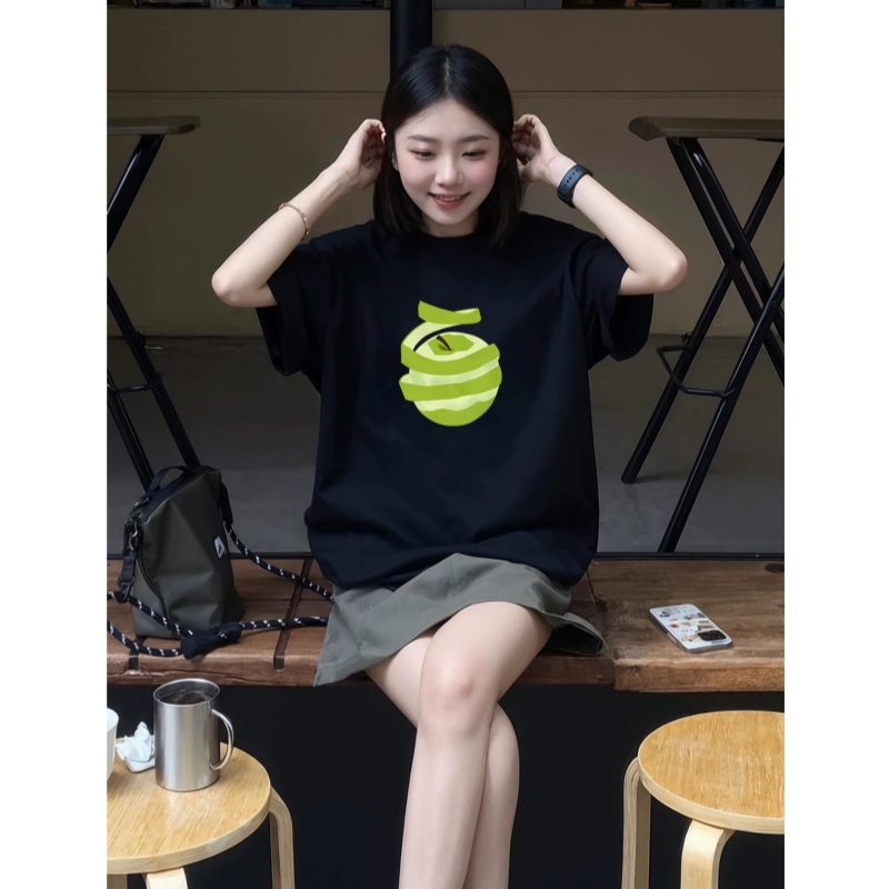 黑色t恤女夏季短袖2025新款爆款内搭打底衫设计感小众宽松上衣ins