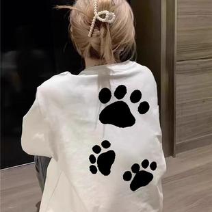 正肩设计感美式 夏季 爆款 t恤女2025春新款 宽松上衣女l 纯棉白色短袖