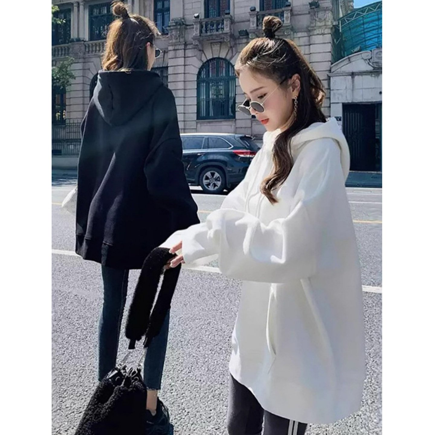 白色欧货大版慵懒风重磅卫衣女连帽中长款遮屁股加绒胖mm显瘦上衣,女装/女士精品,卫衣/绒衫,淘宝优惠券,粉丝福利购,淘宝优惠卷