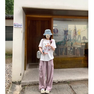 宽松设计感纯棉百搭上衣 韩版 趣味卡通印花短袖 t恤女夏季 2025新款