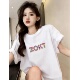 新款 韩版 ins 字母印花宽松大码 纯棉上衣夏季 白色短袖 t恤女2026新款