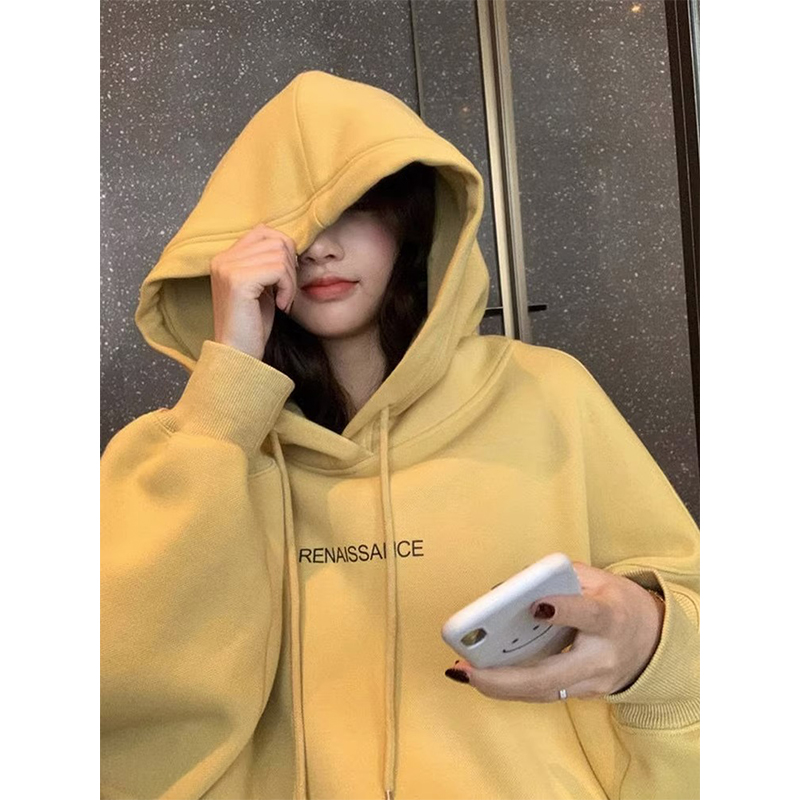 素手挽歌加厚宽松棉连帽卫衣宽松