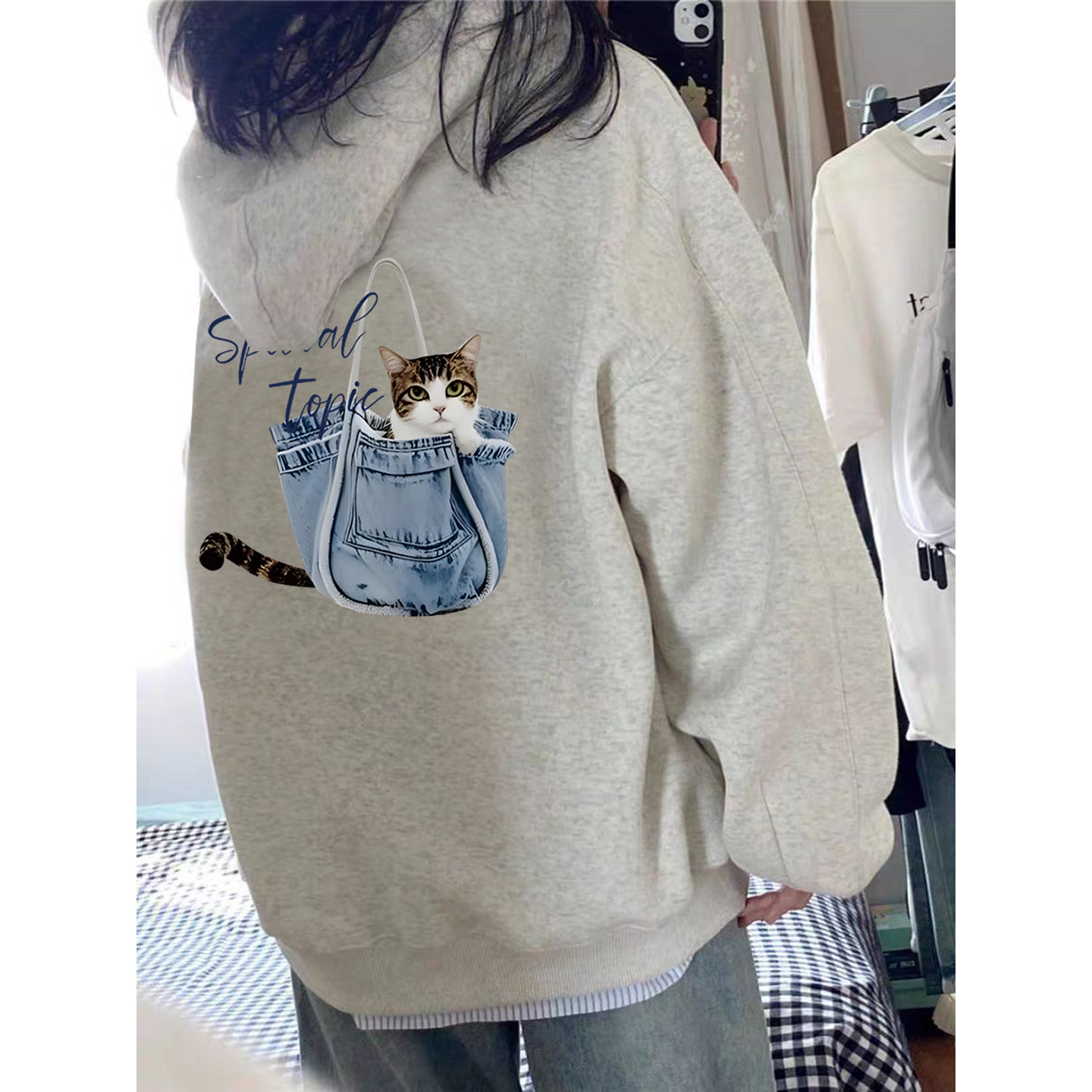 猫咪卫衣女保暖加绒加厚上衣