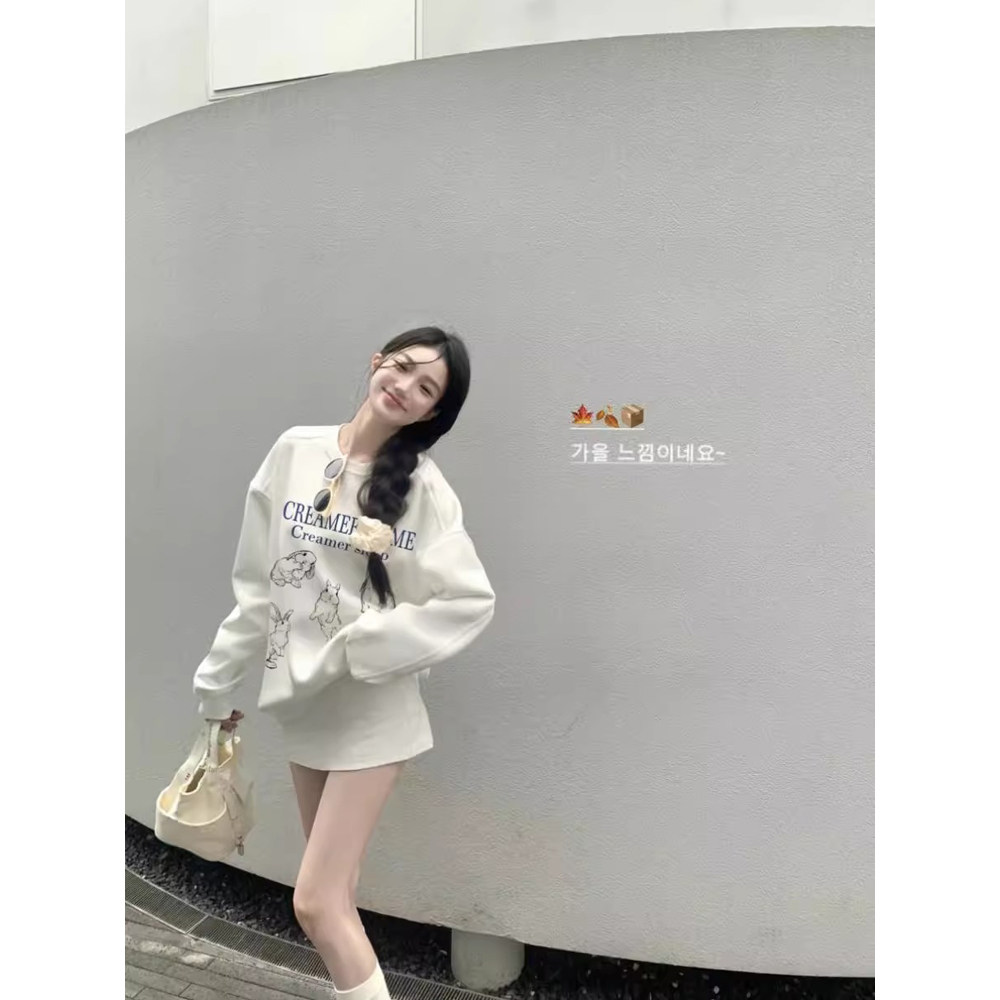 2025新款春秋薄款兔子圆领套头加绒加厚卫衣女秋冬宽松oversize潮,女装/女士精品,卫衣/绒衫,淘宝优惠券,粉丝福利购,淘宝优惠卷