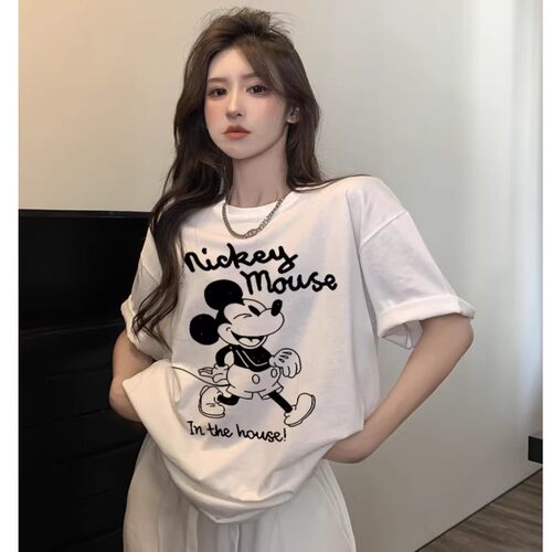 港味ins高级感米奇夏装潮牌百搭T恤洋气女装圆领纯棉短袖t情侣装