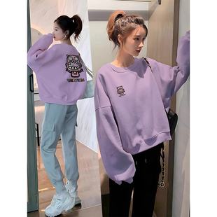 多巴胺穿搭盐系短款加绒卫衣女秋冬季新款小个子高腰宽松长袖上衣