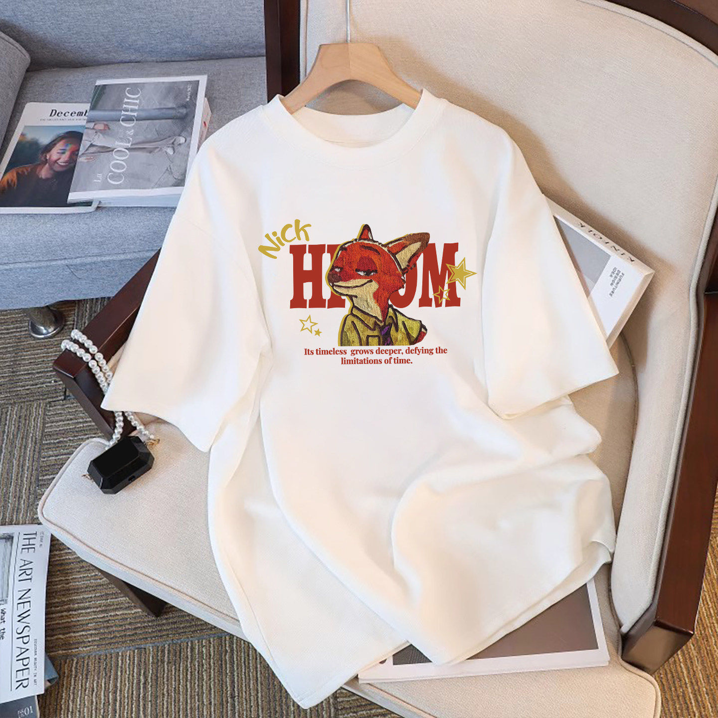 创意图案卡通印花白色短袖t恤女2026新款纯棉宽松慵懒风大码上衣,女装/女士精品,T恤,淘宝优惠券,粉丝福利购,淘宝优惠卷