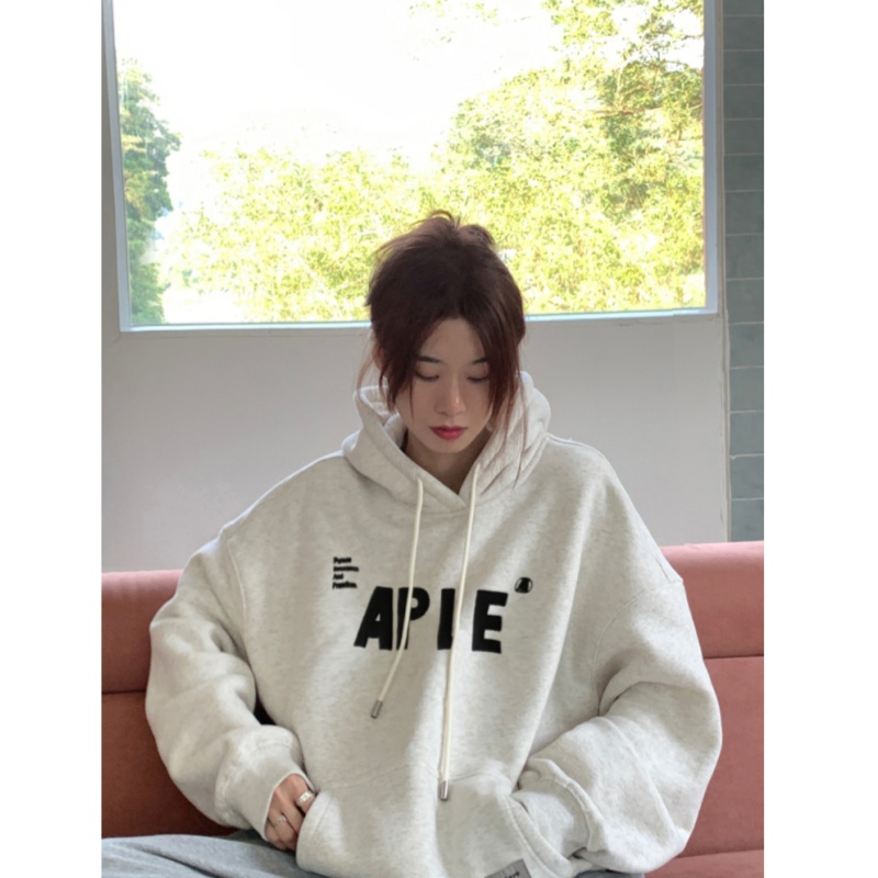 2025卫衣美式oversize连帽秋冬新款薄款加绒宽松慵懒风套头上衣女
