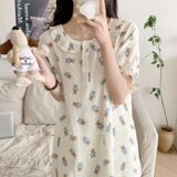 印花可爱夏天荷叶边甜美家居服小熊套装睡裙宽松夏季睡衣休闲女款，商品下架区，岚润乐美服饰