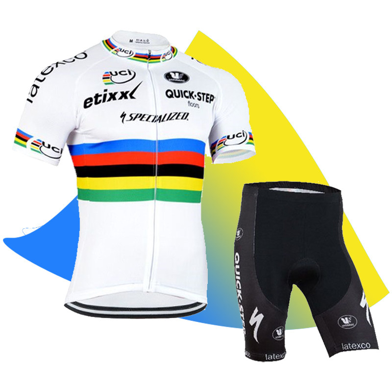 闪电彩虹自行车骑行服短袖套装男夏公路车速干透气山地车短裤修身