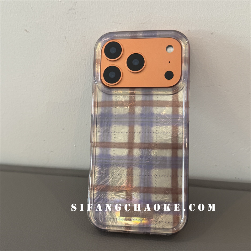 蓝色格子条纹初秋适用iPhone17ProMax手机壳16/16PM套苹果15/15Promax壳