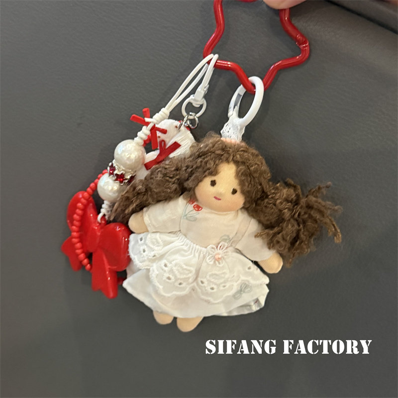 串珠红色蝴蝶结小妹妹车钥匙扣糖果夏季包包挂件书包挂饰创意