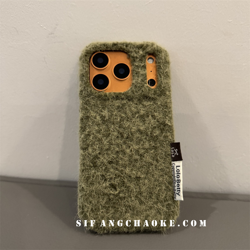 粗毛纯色初秋毛绒适用iPhone17ProMax手机壳15/14PM壳13/14套15Pm套简约