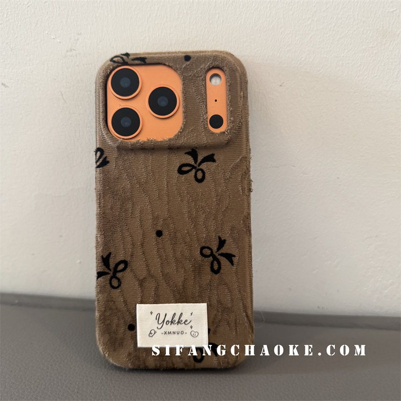 布纹蝴蝶结创意波点适用iPhone17ProMax手机壳15/14/16Pro套13/13P/14Pm壳