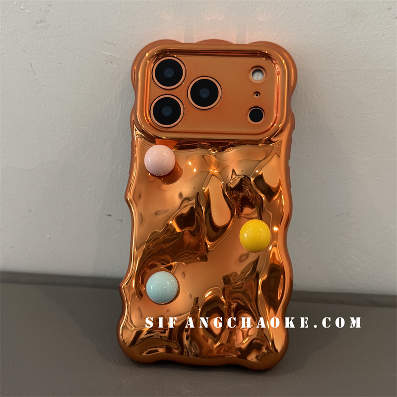 褶皱金原创立体颗粒适用iPhone17proMax/17/16Pm套15/15Pro手机壳百搭13/14简约