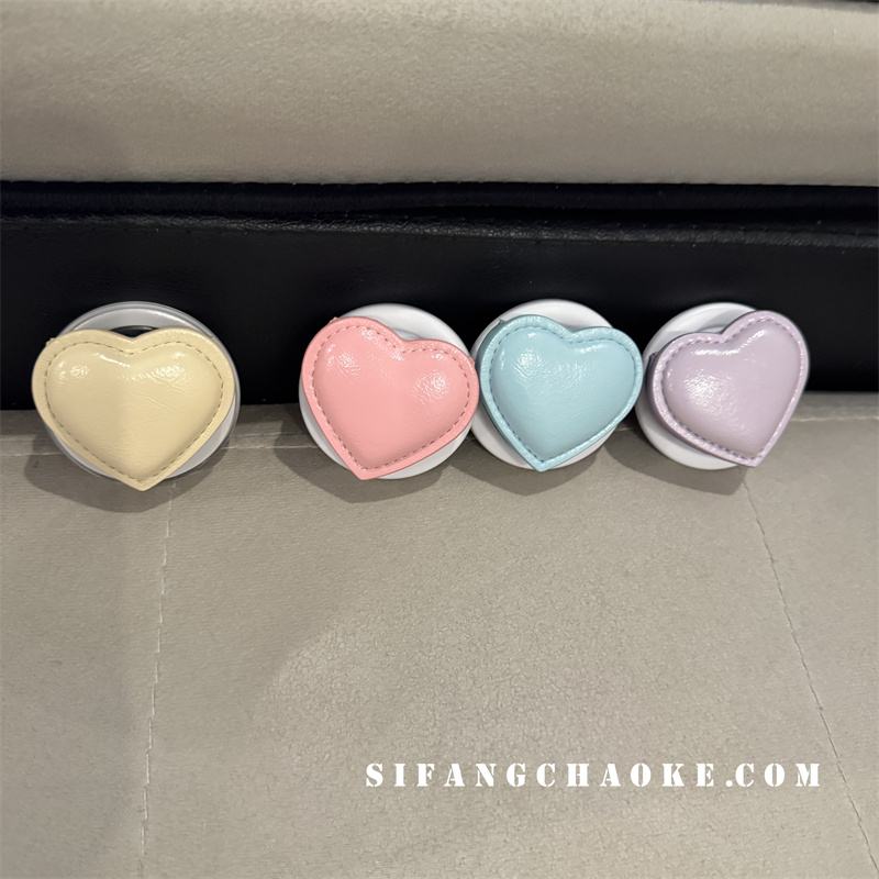 补妆镜子爱心皮质彩色夏季磁吸壳支架手机套苹果磁吸通用壳桌面