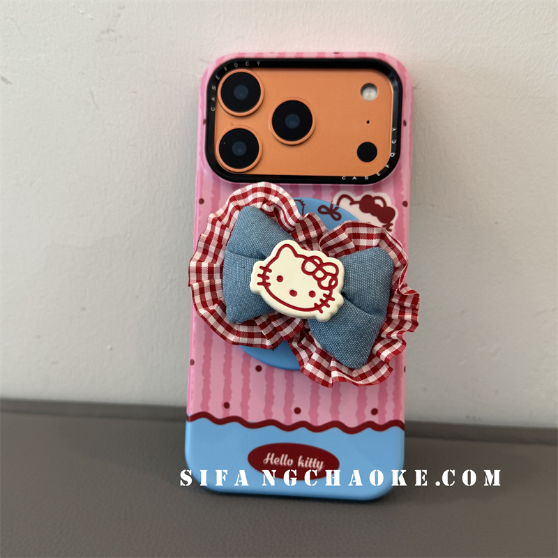 卡通蕾丝支架小猫支架手机壳适用iPhone17Promax手机壳15/14/16Pro套16PM壳