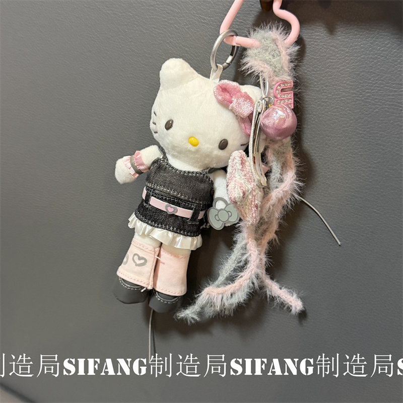 靴子爱心小猫夏季粉嫩色包包挂件车钥匙扣手机壳挂饰饰品链条