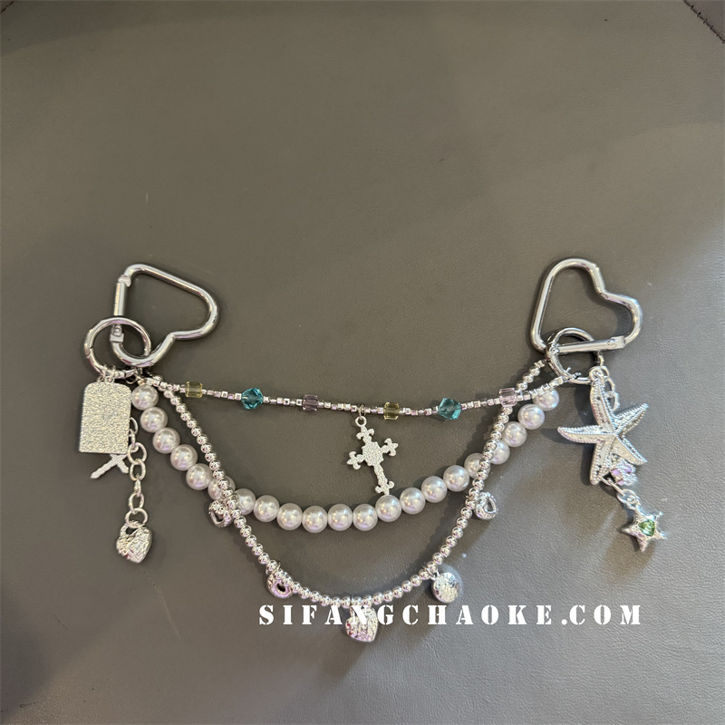 设计小众设计辣妹锁骨多层叠戴车钥匙扣包包挂件书包挂绳