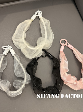立体丝带闪粉手机壳挂件包包挂饰创意耳机套挂绳百搭钥匙扣