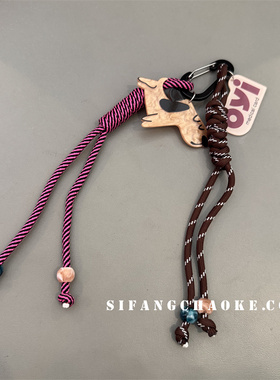 黑耳朵狗狗立体创意车钥匙扣手机壳挂件包包装饰书包个性尼龙绳