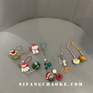 卡通雪人圣诞节挂件手机壳挂链包包装饰书包耳机套挂绳扣子