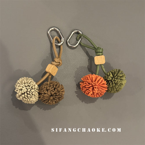 miu 系流苏编织手工车钥匙扣手机壳挂件书包包包挂绳撞色耳机套