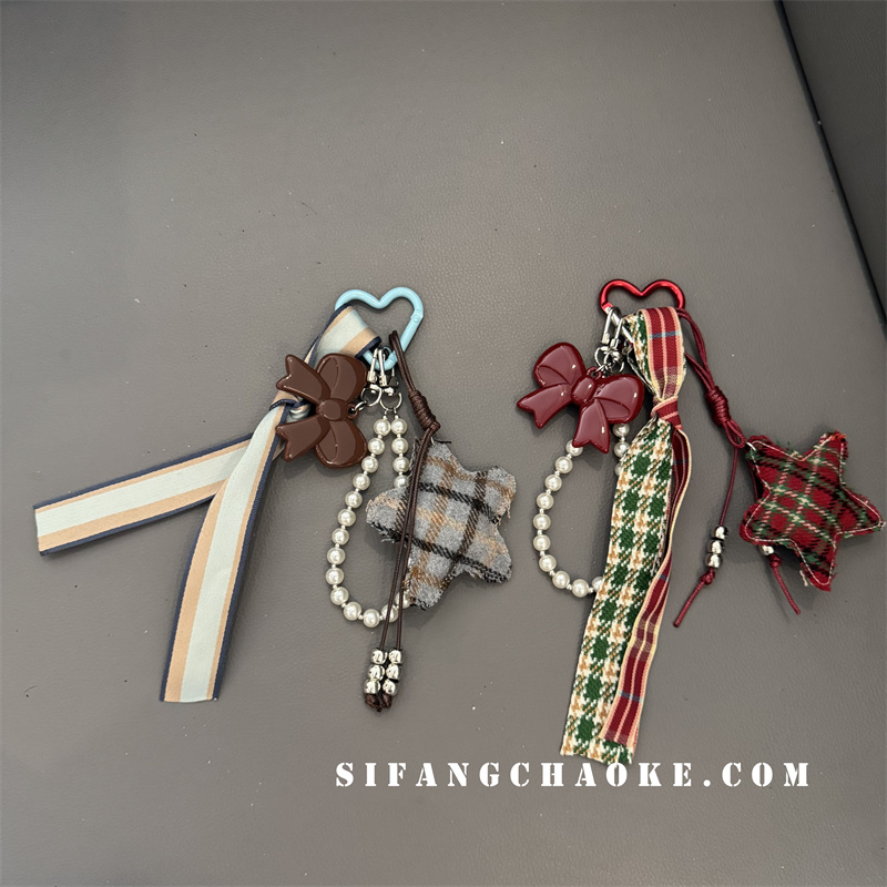 圣诞节五角星尼龙丝带手绳链条耳机套挂绳书包挂链耳机套挂绳