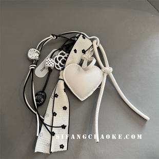 黑白色小香风包包挂件车钥匙扣手机壳绳子创意百搭CDD绳
