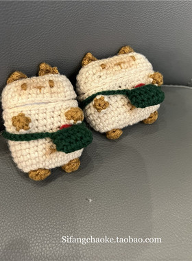 毛绒简约军绿色背包卡通适用airpods Pro硅胶软壳1代防摔3代软