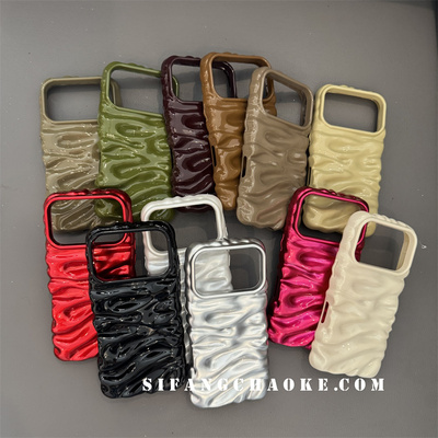 奶油纹纯色秋冬适用iPhone17ProMax手机壳15/14/16Pro套16PM壳17/17P壳简约