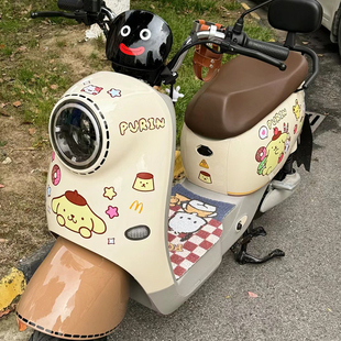 布丁狗卡通可爱电动车摩托电瓶车划痕遮挡头盔装饰改装画防水贴纸