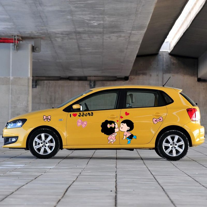 新能源电动车贴宝骏E100 smart知豆迷糊娃娃冬己娃娃卡通划痕贴纸