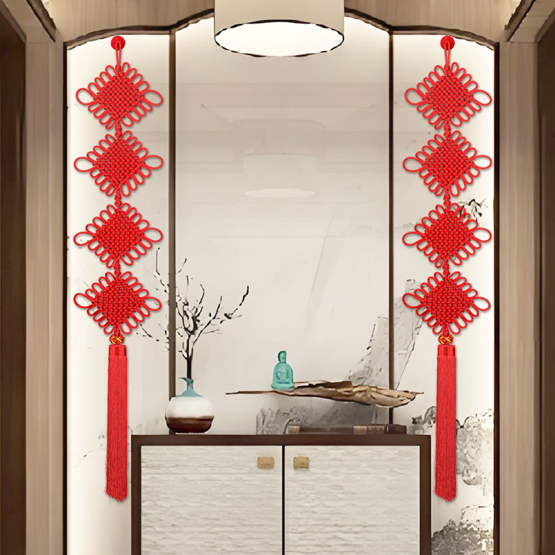 中国结挂饰客厅挂件大号高档电视背景墙两边进宅乔迁装饰对联四连,特色手工艺,中国结,淘宝优惠券,粉丝福利购,淘宝优惠卷