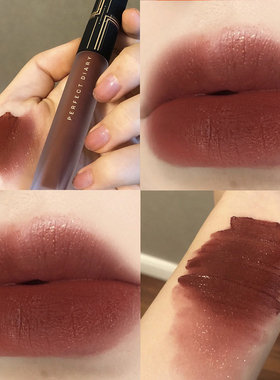 完美日记唇釉天鹅绒金丝绒雾面哑光带细闪口红V16温暖巧克力新品