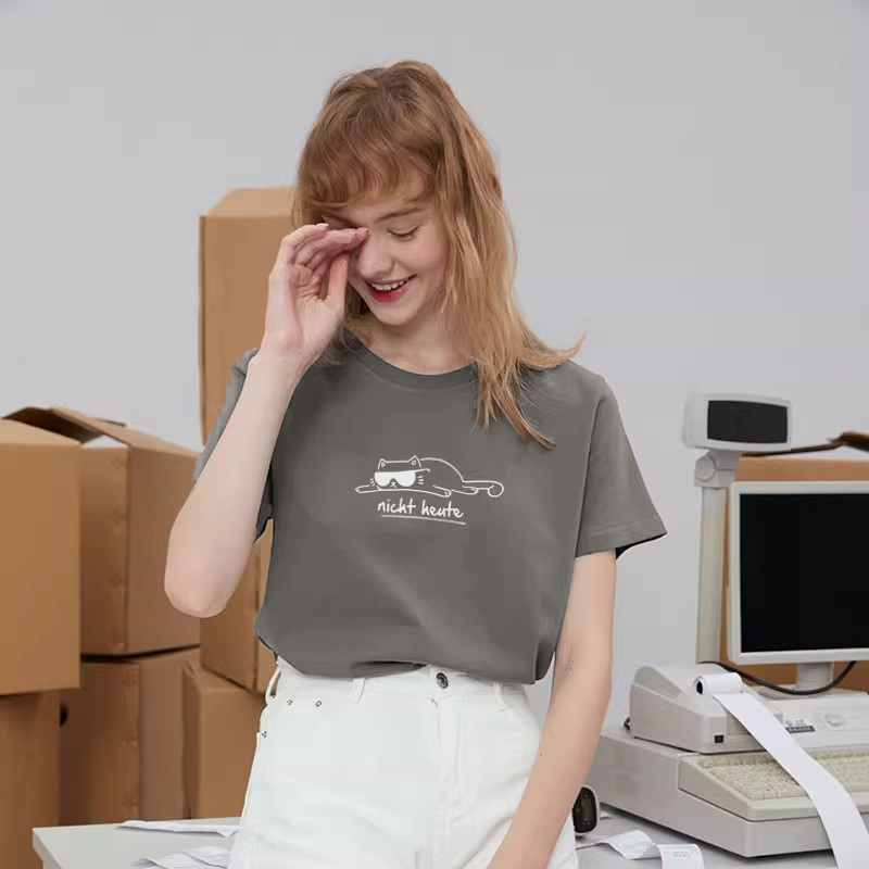 纯棉可爱卡通短袖棉牵正肩显瘦