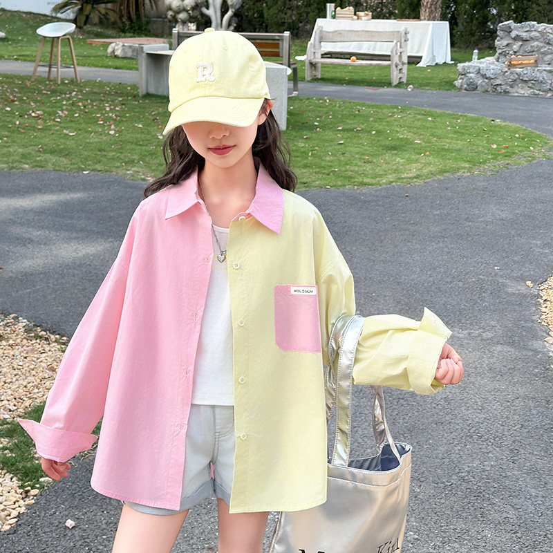 女童衬衫春秋儿童衬衣外套长袖