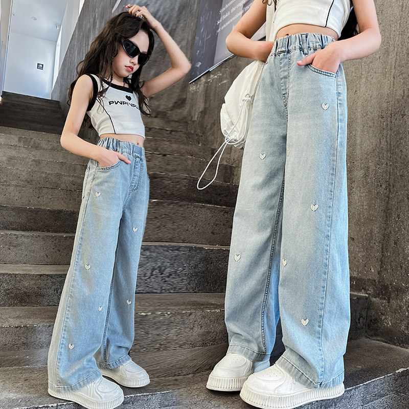 女童裤子超好看女大童直筒阔腿裤