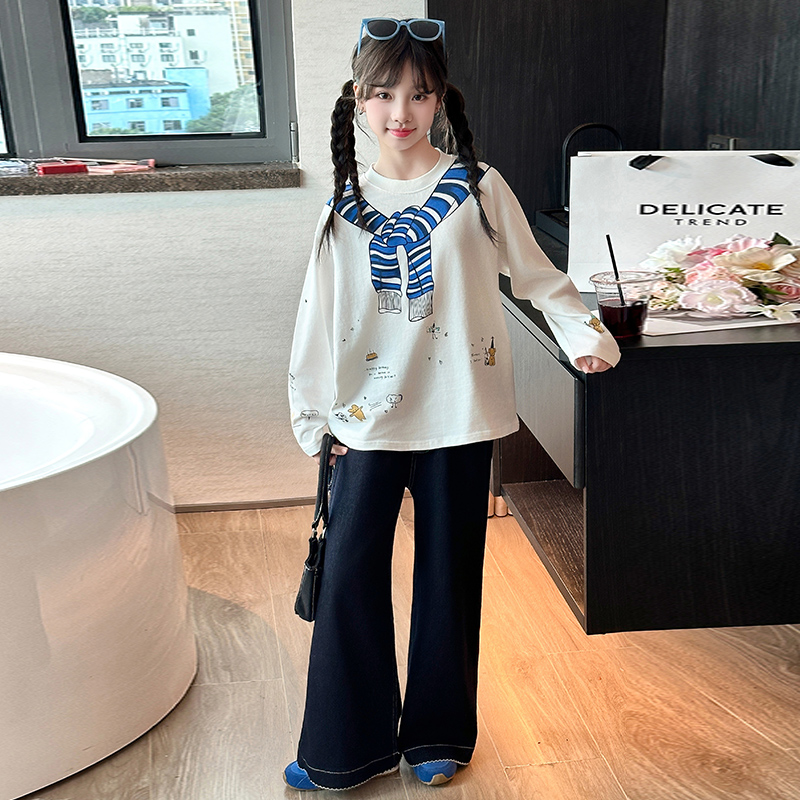 女童T恤儿童长袖上衣春秋打底衫