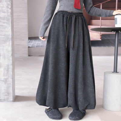 女童裙裤冬季加绒加厚宽松阔腿裤