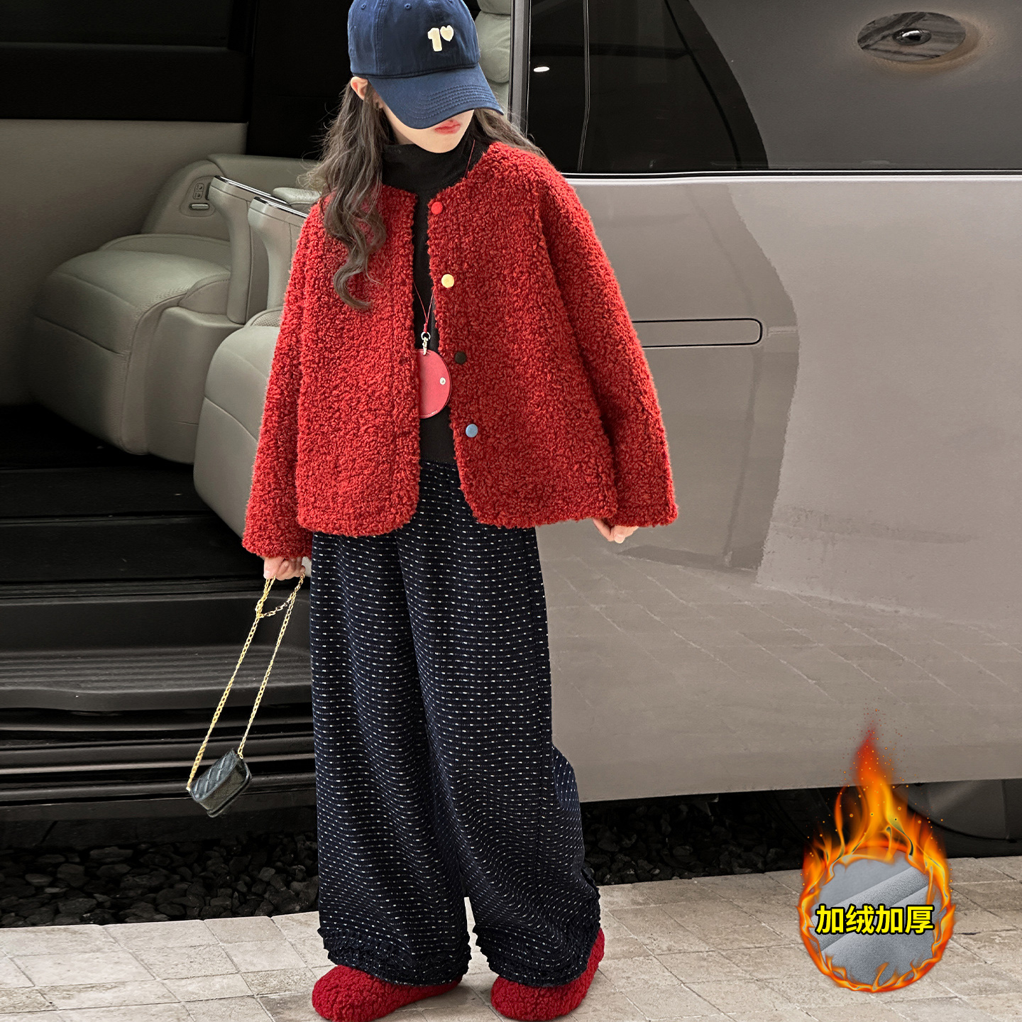 女童加绒外套冬季儿童毛毛衣冬装