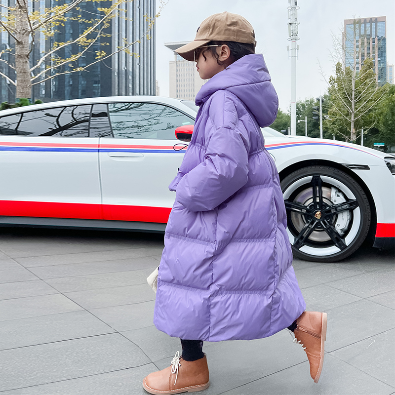 半咖长款加厚女童90绒羽绒服女孩