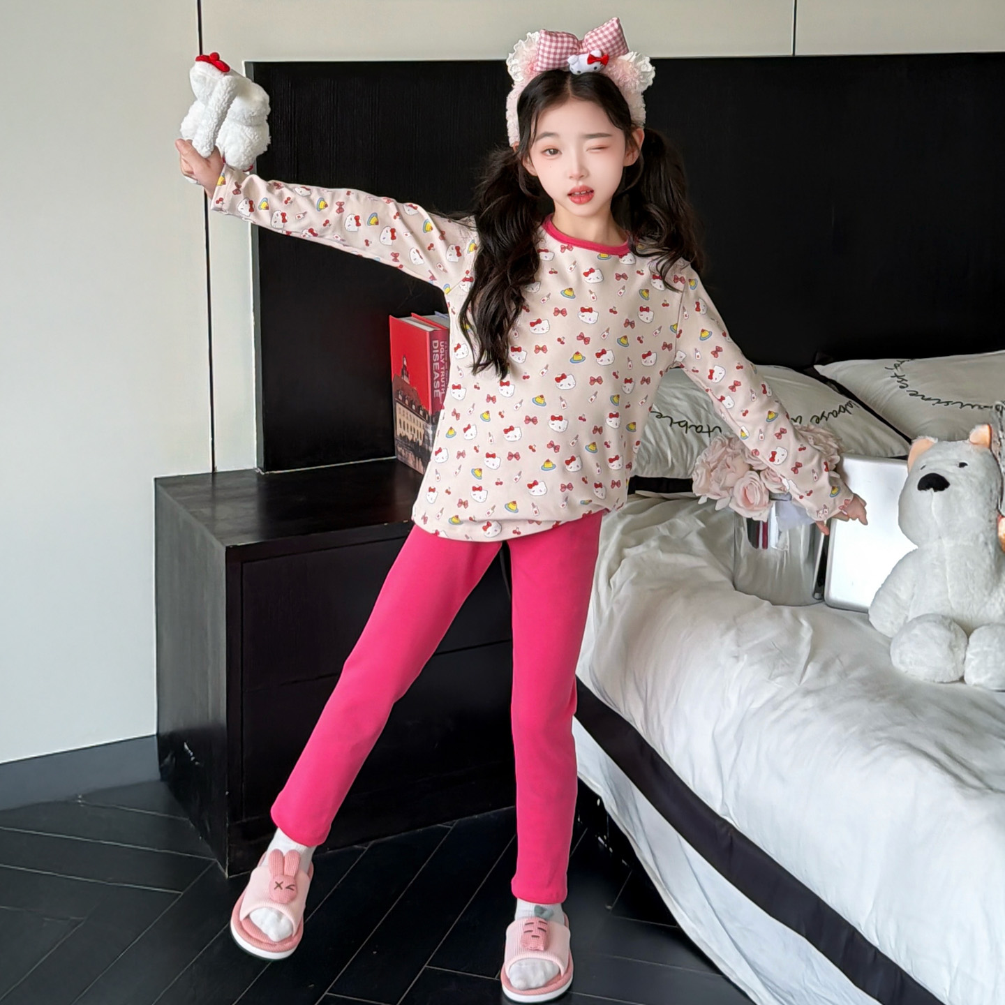 女童秋衣套装儿童加厚保暖家居服