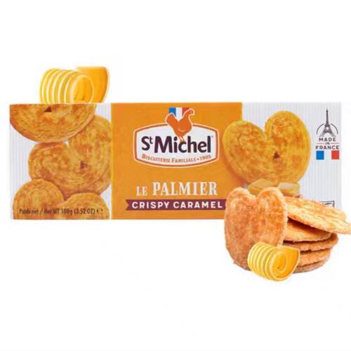 27/1/24 临期 法国圣米希尔（St Michel）焦糖黄油蝴蝶酥 100g 盒
