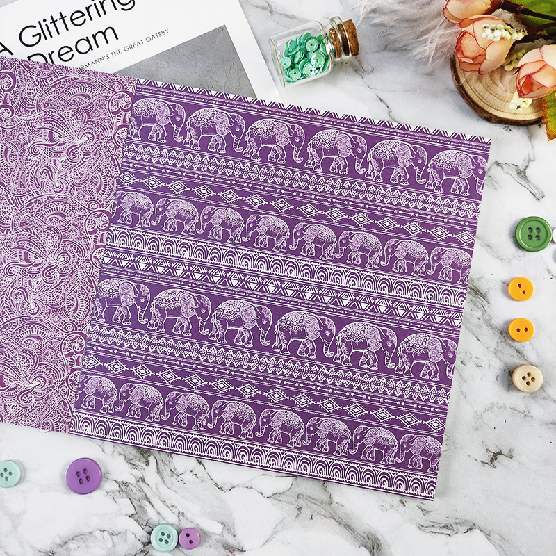 E002 유명 핸드북 소재 종이 배경 종이 콜라주 대행사 수제 종이 포장 인도 스타일 동양의 매력