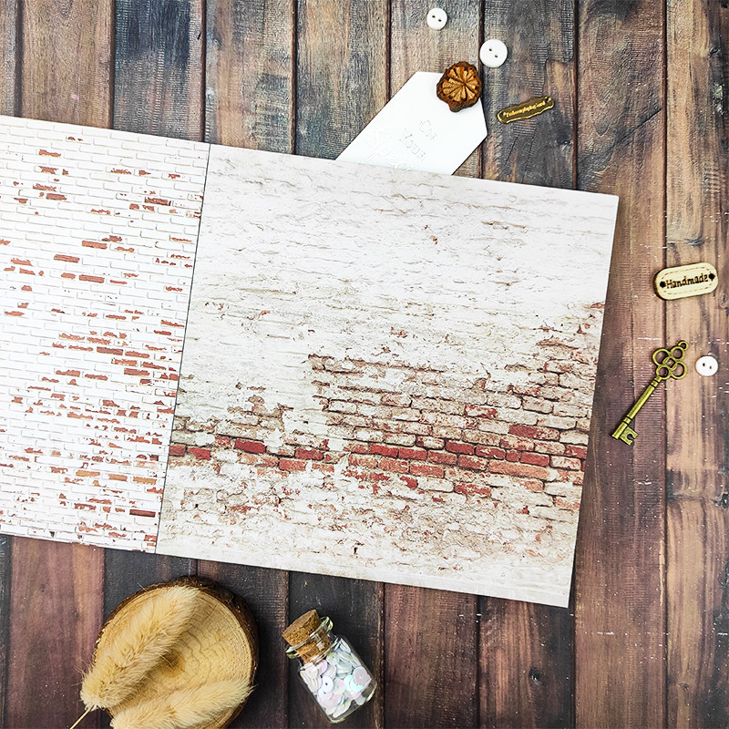 e019大牌cc手工手账素材纸本 机关相册 百搭实用基础砖墙砖块背景