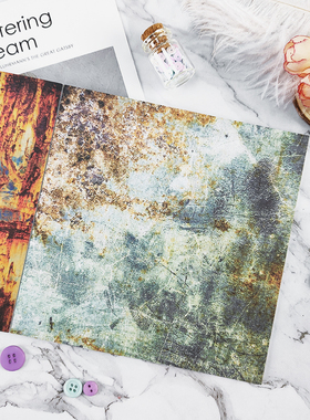 E005大牌CC家手账素材纸背景纸scarpbook相册本手工 金属铁锈个性