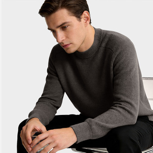 【100%绵羊毛】针织羊毛衫男士秋冬保暖锁温毛衣打底上衣新款纯色
