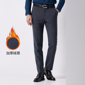 Degre Zero秋冬男士加厚绒感休闲裤保暖弹力免烫长裤深灰色