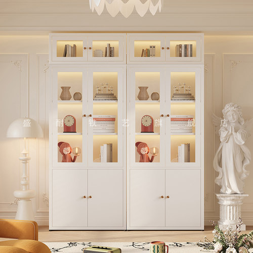 简约奶油风2.2米高70宽书柜